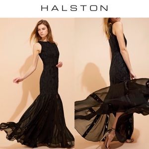 🔖 HALSTON HERITAGE Floral Organza Jacquard Gown Dress 695$